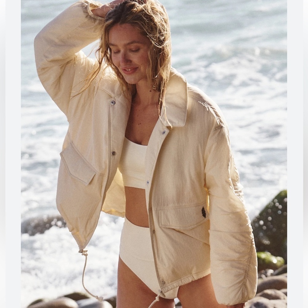 FREE PEOPLE Off The Bleachers Coaches Jacket Relaxed Lightweight Size XL NEW